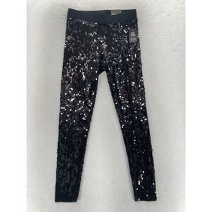 Express Leggings Women's Small Black Sequins Stretch High Rise Skinny Ankle NWT